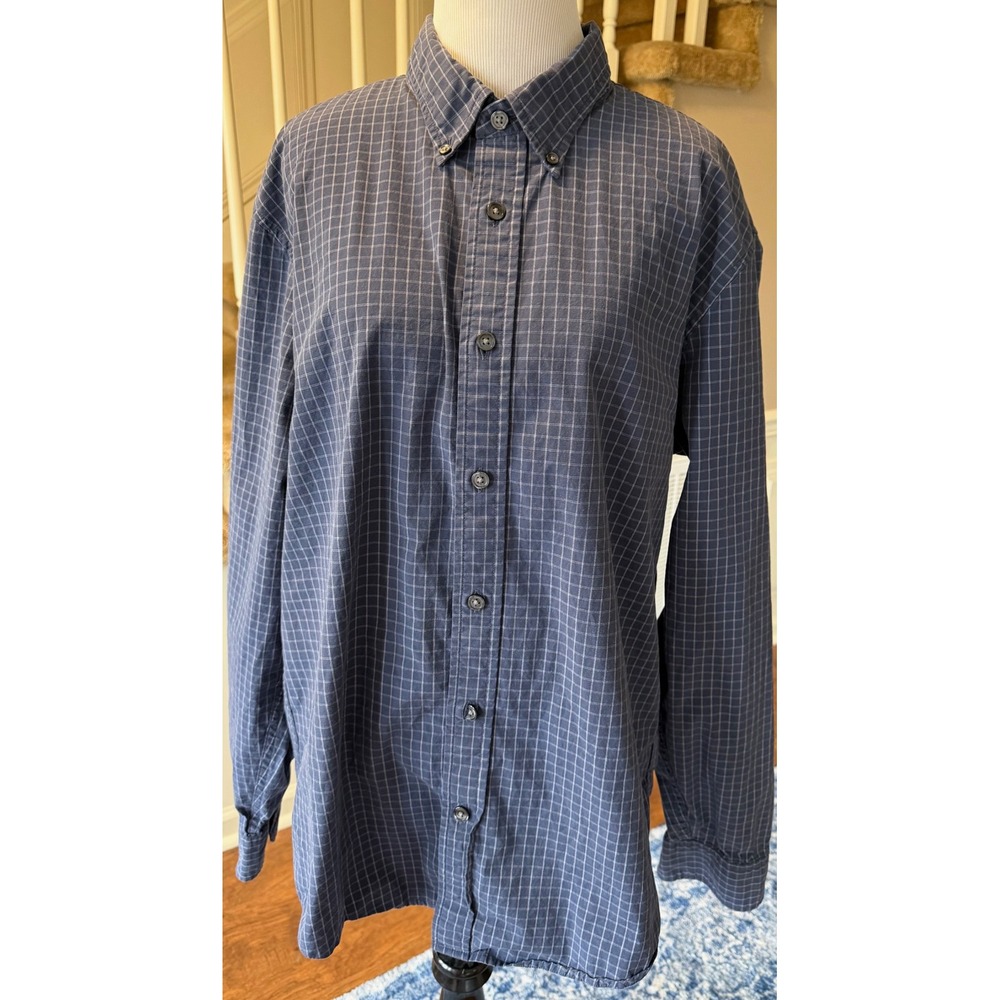 Abercrombie & Fitch Mens XXL Super Slim Stretch Shirt Blue Grid Fits like XL - Picture 1 of 9